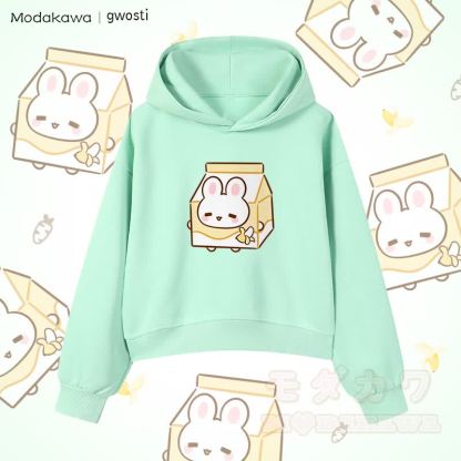 MODAKAWA X gwosti ブナナミルク グラフィック クロップド綿パーカー - 緑 - 3XL - image 2