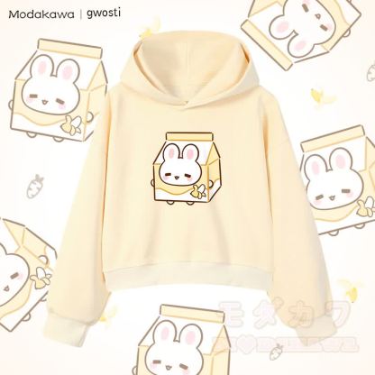 MODAKAWA X gwosti ブナナミルク グラフィック クロップド綿パーカー - アプリコット - 3XL - image 1