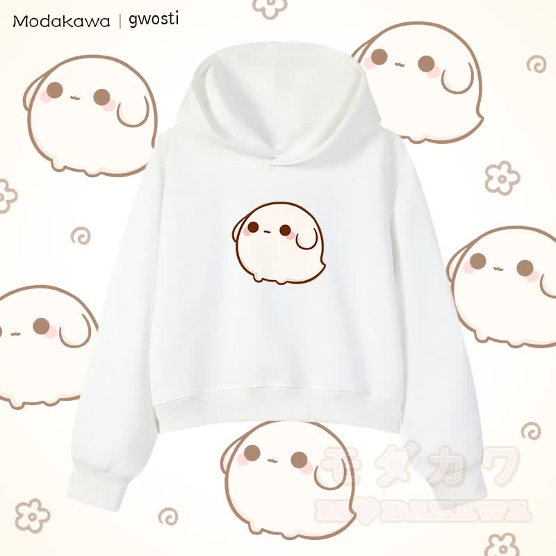 MODAKAWA X gwosti Gwosti グラフィック クロップド綿パーカー - 白 - 3XL - image 2