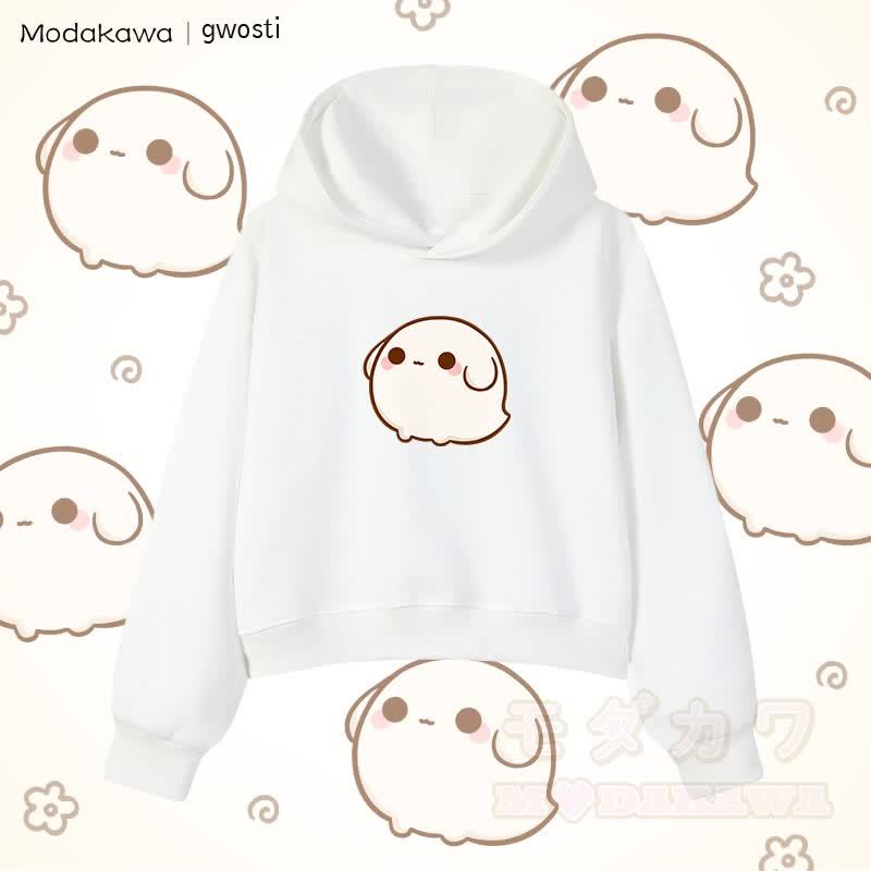 MODAKAWA X gwosti Gwosti グラフィック クロップド綿パーカー - 白 - 3XL - image 2
