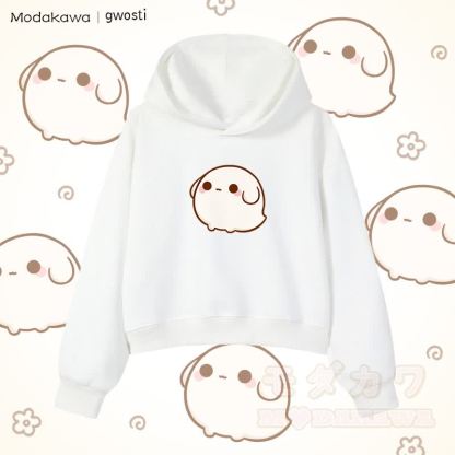MODAKAWA X gwosti Gwosti グラフィック クロップド綿パーカー - 白 - 3XL - image 2