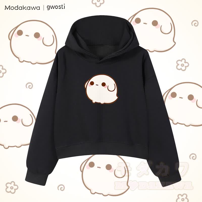MODAKAWA X gwosti Gwosti グラフィック クロップド綿パーカー - 黒 - 3XL - image 1