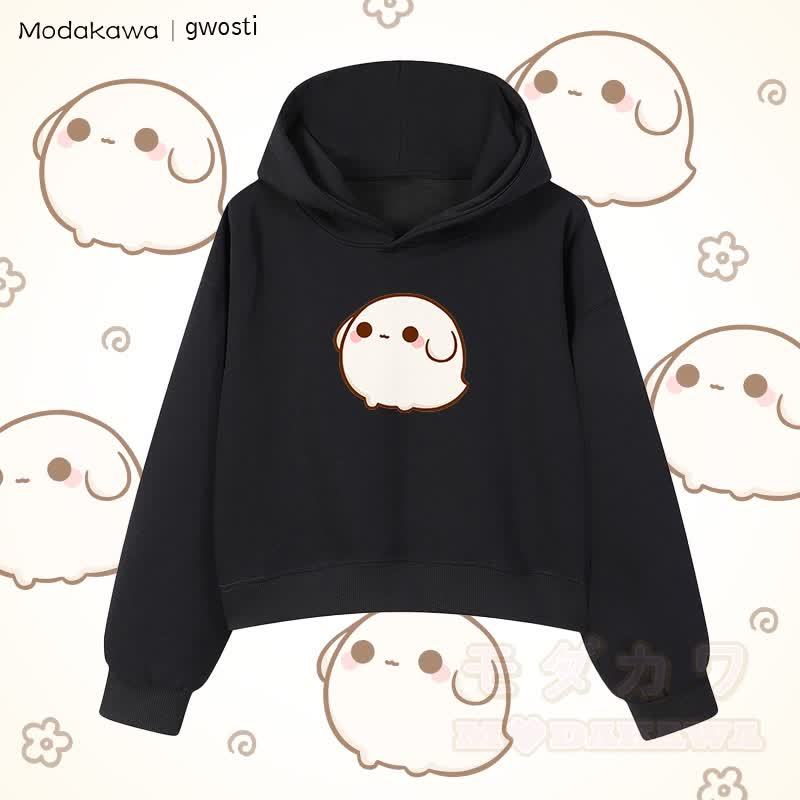 MODAKAWA X gwosti Gwosti グラフィック クロップド綿パーカー - 黒 - 3XL - image 1