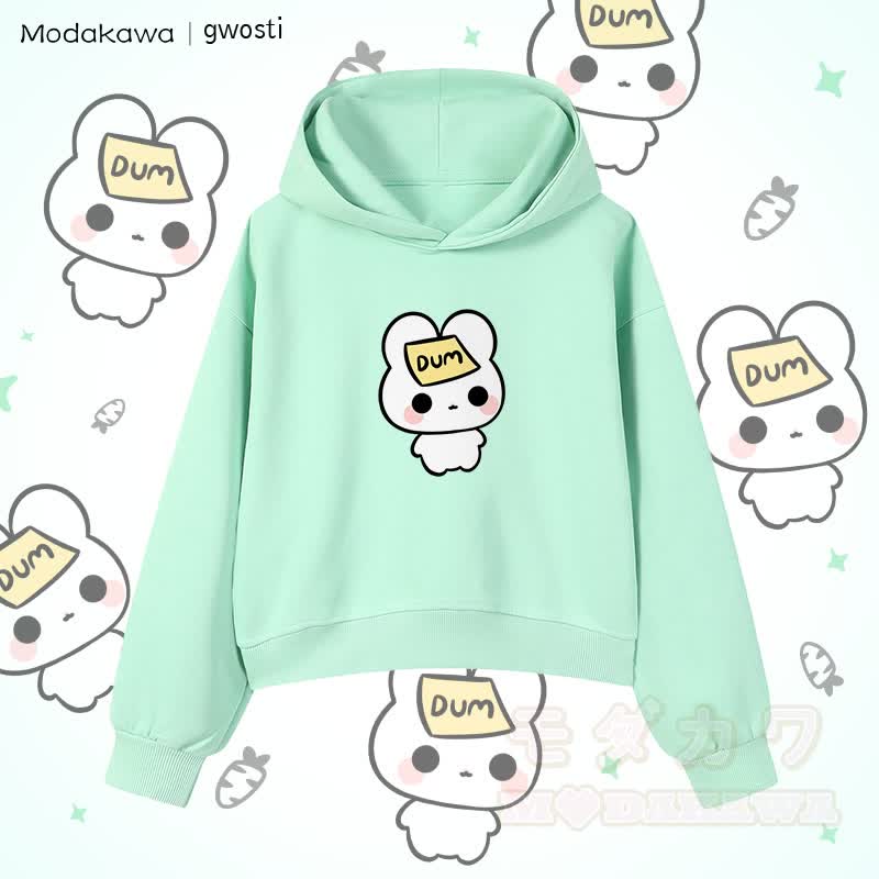 MODAKAWA X gwosti DUM バニーグラフィック クロップド綿パーカー - 緑 - 3XL - image 2