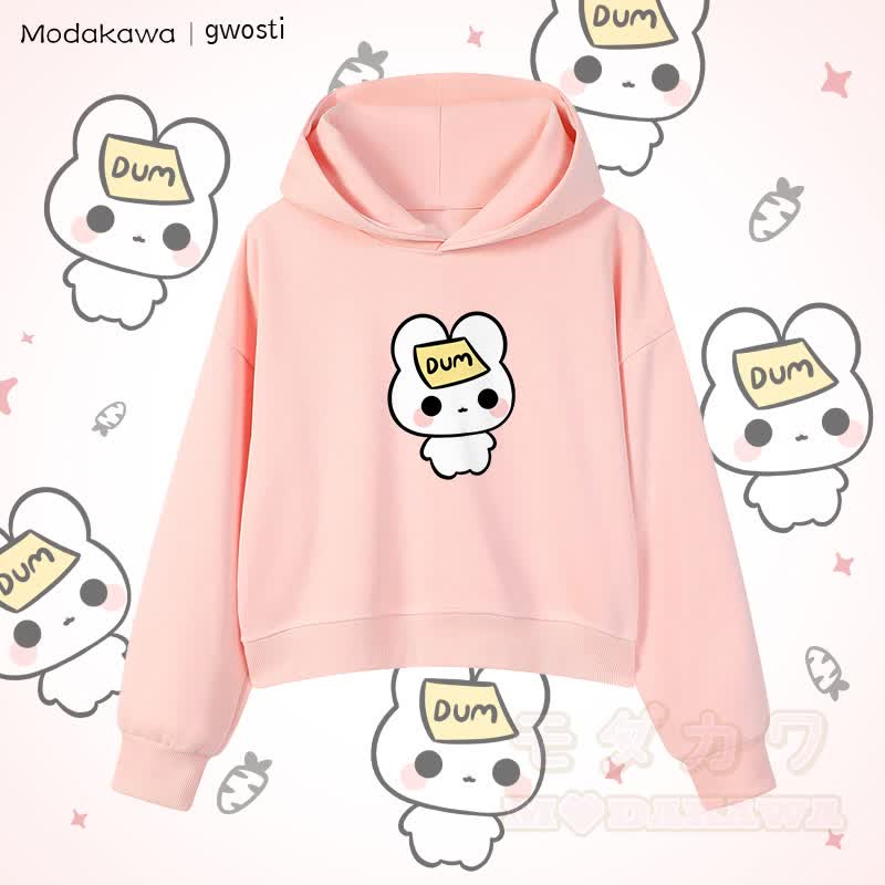 MODAKAWA X gwosti DUM バニーグラフィック クロップド綿パーカー - ピンク - 3XL - image 1