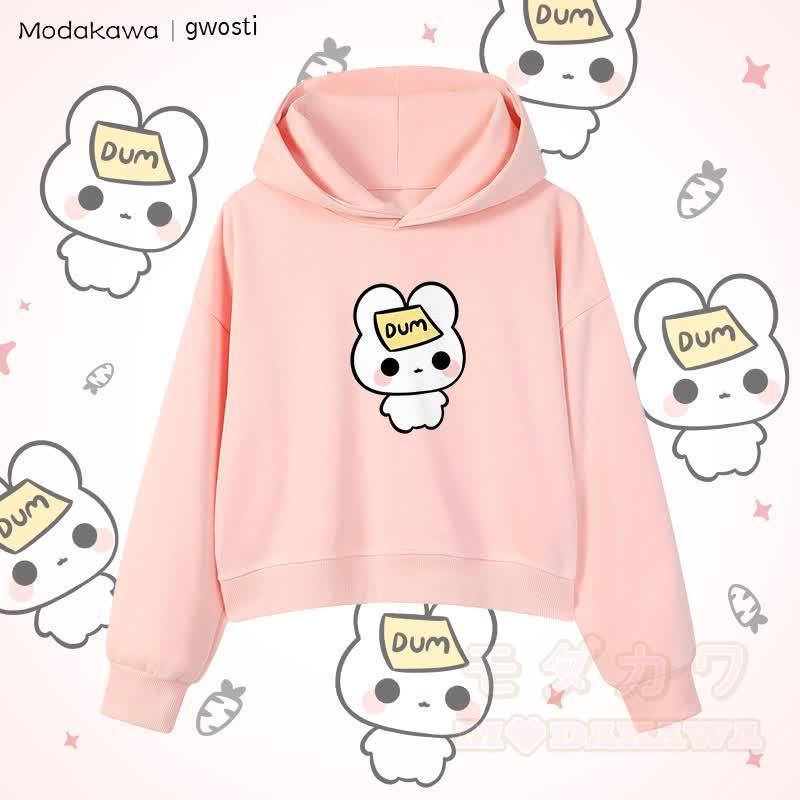 MODAKAWA X gwosti DUM バニーグラフィック クロップド綿パーカー - ピンク - 3XL - image 1