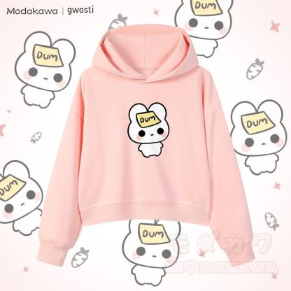 MODAKAWA X gwosti DUM バニーグラフィック クロップド綿パーカー - ピンク - 3XL - image 1