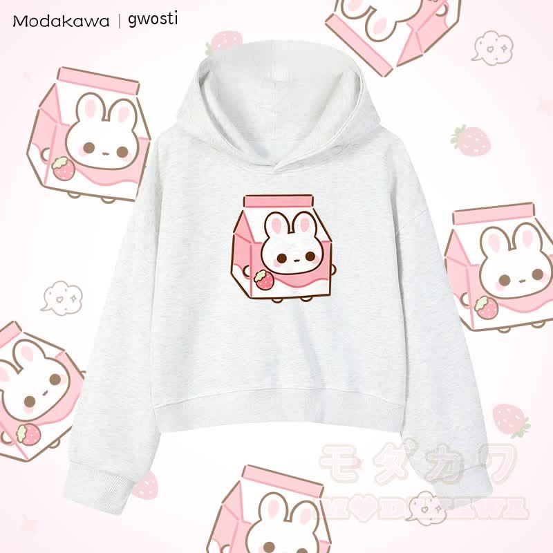 MODAKAWA X gwosti ストロバニー ミルク グラフィック クロップド綿パーカー - グレー - 3XL - image 2
