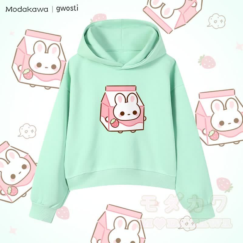 MODAKAWA X gwosti ストロバニー ミルク グラフィック クロップド綿パーカー - 緑 - 3XL - image 1