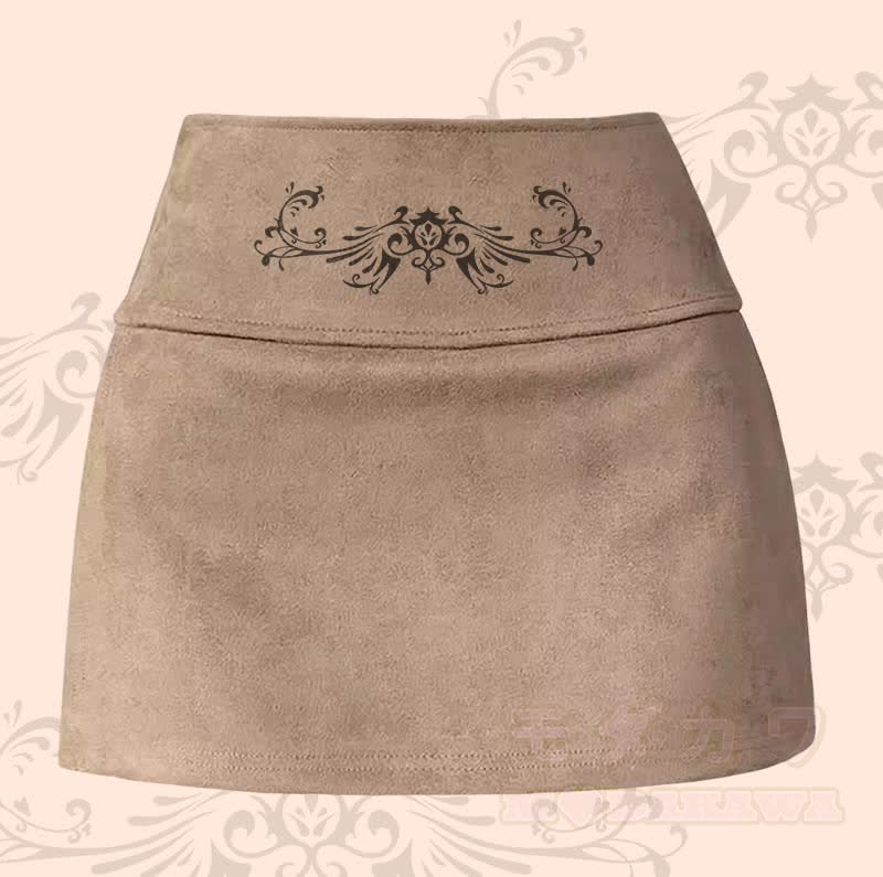 MODAKAWA ウィングトーテムグラフィックスリットミニスカート - カーキ - XL - image 2