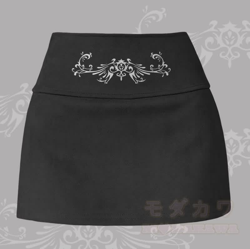 MODAKAWA ウィングトーテムグラフィックスリットミニスカート - 黒 - XL - image 1