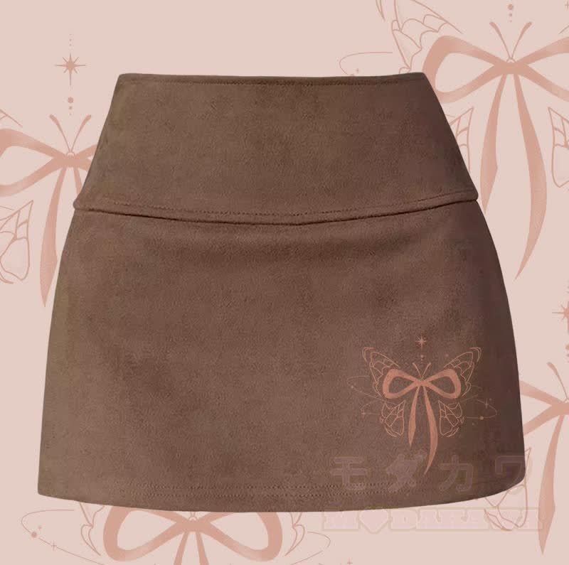 MODAKAWA バタフライグラフィックスリットミニスカート - 茶色 - XL - image 3