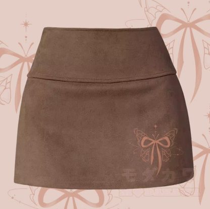 MODAKAWA バタフライグラフィックスリットミニスカート - 茶色 - XL - image 3