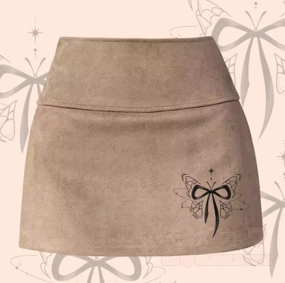 MODAKAWA バタフライグラフィックスリットミニスカート - カーキ - XL - image 2