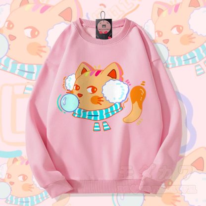 MODAKAWA バブルキャット グラフィック ユニセックス スウェットシャツ - ピンク - 5XL - image 2