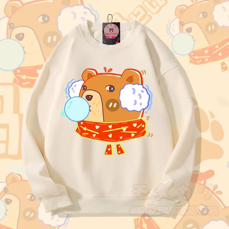 MODAKAWA バブルベア グラフィック ユニセックス スウェットシャツ - ベージュ - 5XL - image 1
