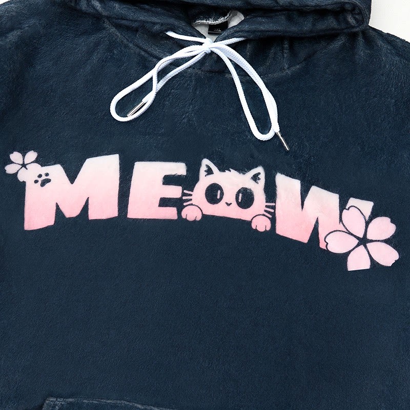 MODAKAWA MEOW 桜猫グラフィック ぬいぐるみパーカー うさぎ耳付き - image 4