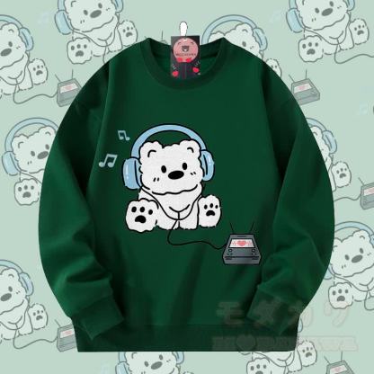 MODAKAWA ヘッドホンベア グラフィック カップル マッチング ユニセックス スウェットシャツ - 緑 - 5XL - image 2