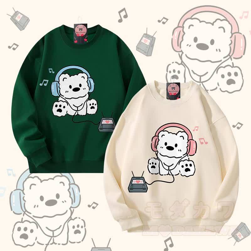 MODAKAWA ヘッドホンベア グラフィック カップル マッチング ユニセックス スウェットシャツ - image 1