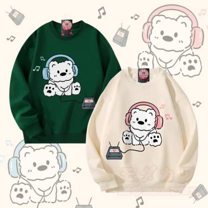 MODAKAWA ヘッドホンベア グラフィック カップル マッチング ユニセックス スウェットシャツ - image 1