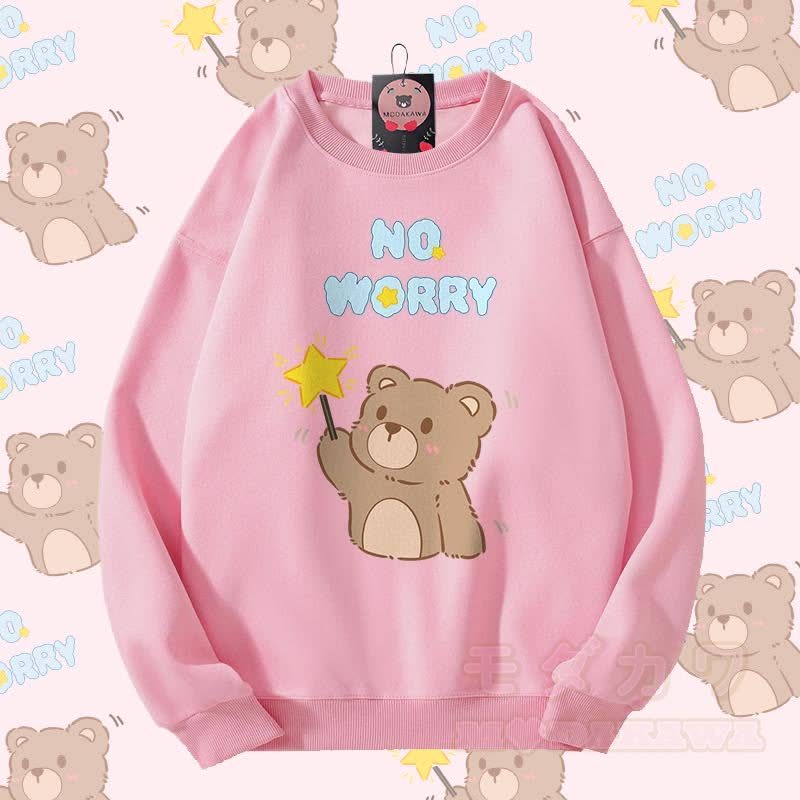 MODAKAWA NO WORRY ベアグラフィック カップルマッチング ユニセックス スウェットシャツ - ピンク - 5XL - image 6