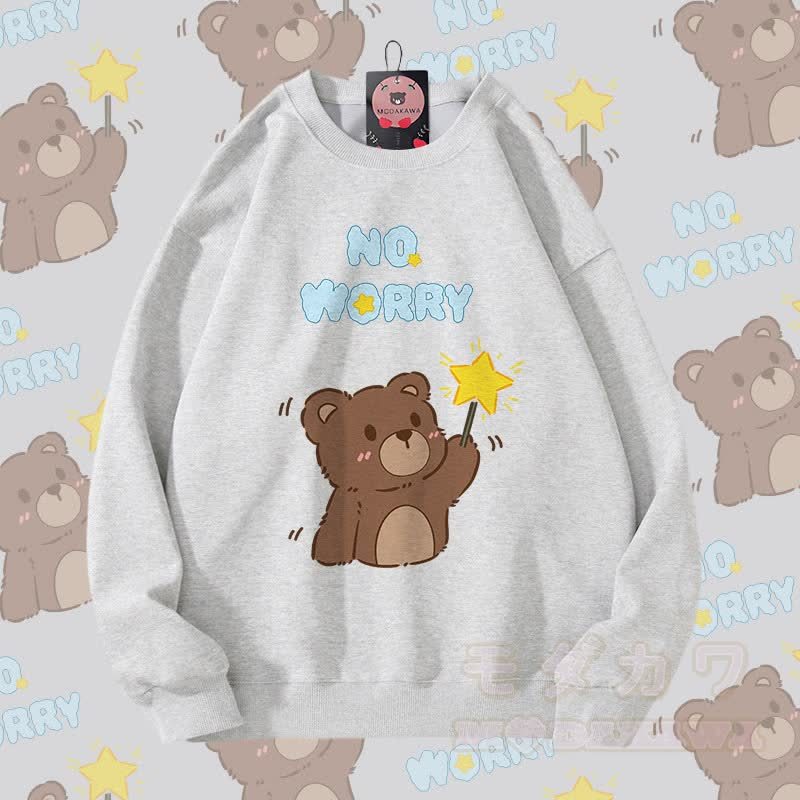 MODAKAWA NO WORRY ベアグラフィック カップルマッチング ユニセックス スウェットシャツ - グレー - 5XL - image 2