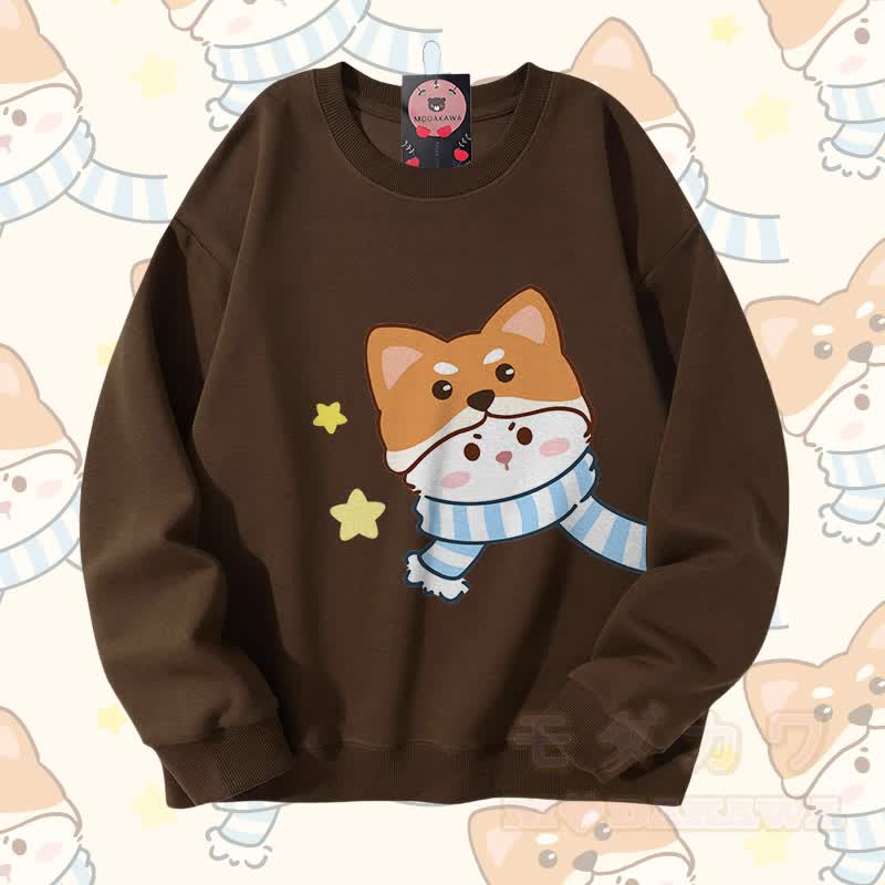 MODAKAWA スカーフ キティ グラフィック カップル お揃い ユニセックス スウェットシャツ - 茶色 - 5XL - image 2