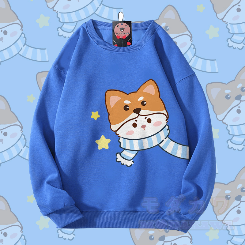 MODAKAWA スカーフ キティ グラフィック カップル お揃い ユニセックス スウェットシャツ - ロイヤルブルー - 5XL - image 3