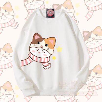 MODAKAWA スカーフ キティ グラフィック カップル お揃い ユニセックス スウェットシャツ - 白 - 5XL - image 7