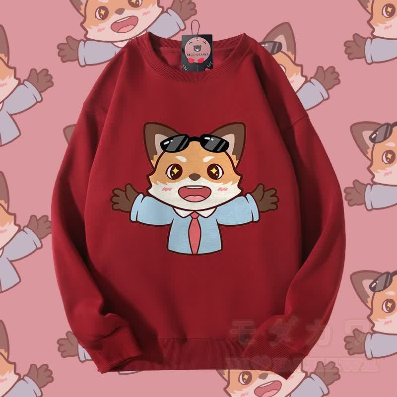 MODAKAWA キュートな動物柄 カップルお揃い ユニセックス スウェットシャツ - ワインレッド - 5XL - image 3