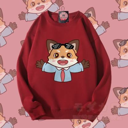 MODAKAWA キュートな動物柄 カップルお揃い ユニセックス スウェットシャツ - ワインレッド - 5XL - image 3