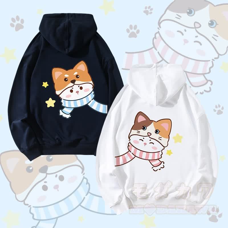 MODAKAWA スカーフ キティ グラフィック カップル マッチング パーカー - image 1