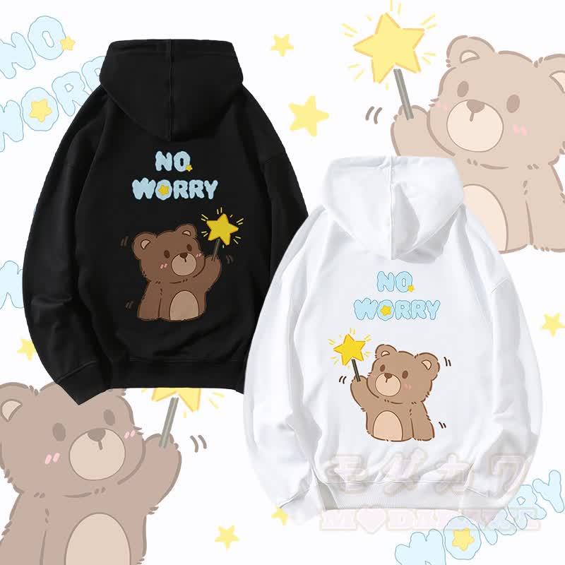 MODAKAWA NO WORRY ベアグラフィック カップルマッチングパーカー - image 1