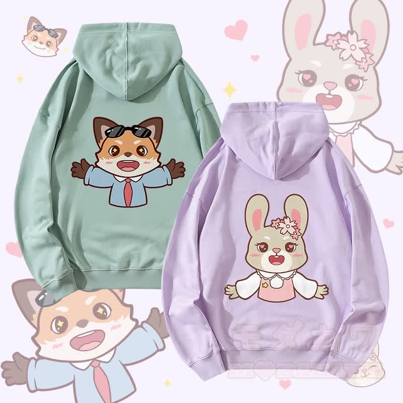 MODAKAWA キュートな動物グラフィック カップルお揃いパーカー - image 1