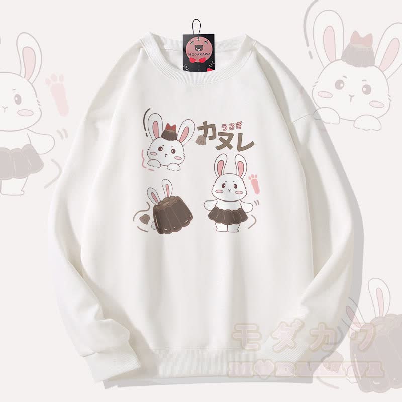 MODAKAWA バニープリン グラフィック ユニセックス スウェットシャツ - 白 - 5XL - image 2