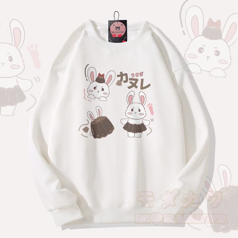 MODAKAWA バニープリン グラフィック ユニセックス スウェットシャツ - 白 - 5XL - image 2