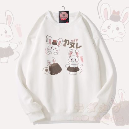 MODAKAWA バニープリン グラフィック ユニセックス スウェットシャツ - 白 - 5XL - image 2