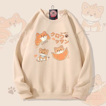 MODAKAWA クロワッサンパピーグラフィック ユニセックス スウェットシャツ - アプリコット - 5XL - image 1