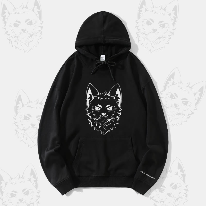 MODAKAWA シルバーフォックス グラフィック コットンブレンド ストリートウェア プルオーバーパーカー - Black - 5XL - image 1