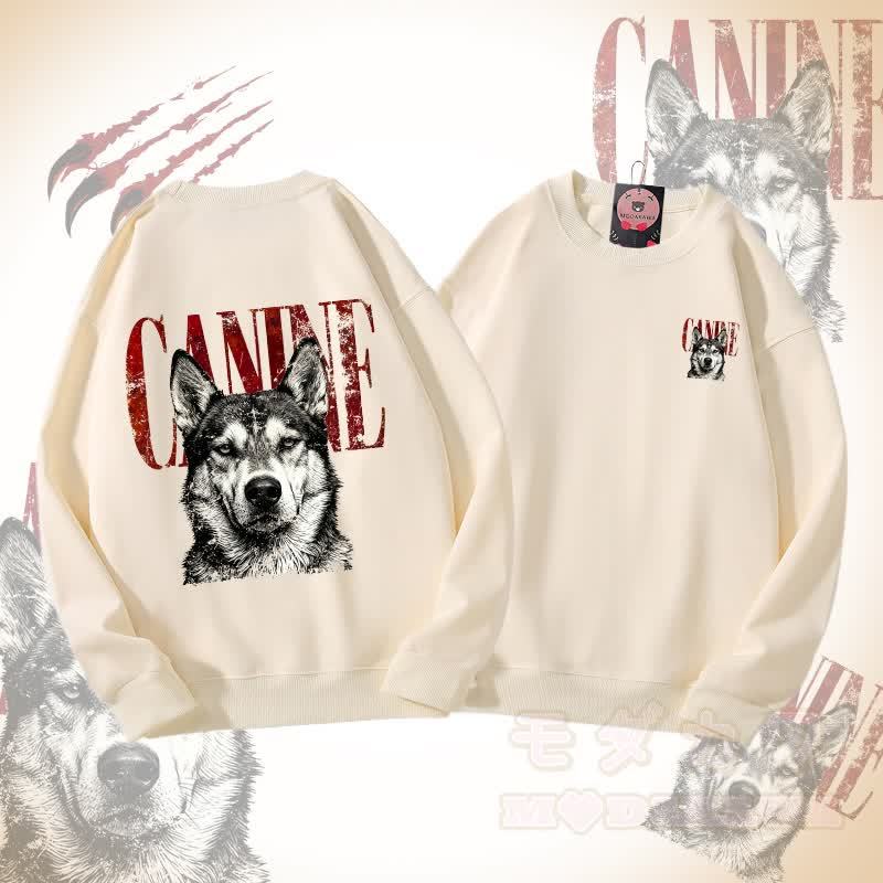 MODAKAWA CANINE 犬グラフィック ユニセックス スウェットシャツ - ベージュ - 5XL - image 2