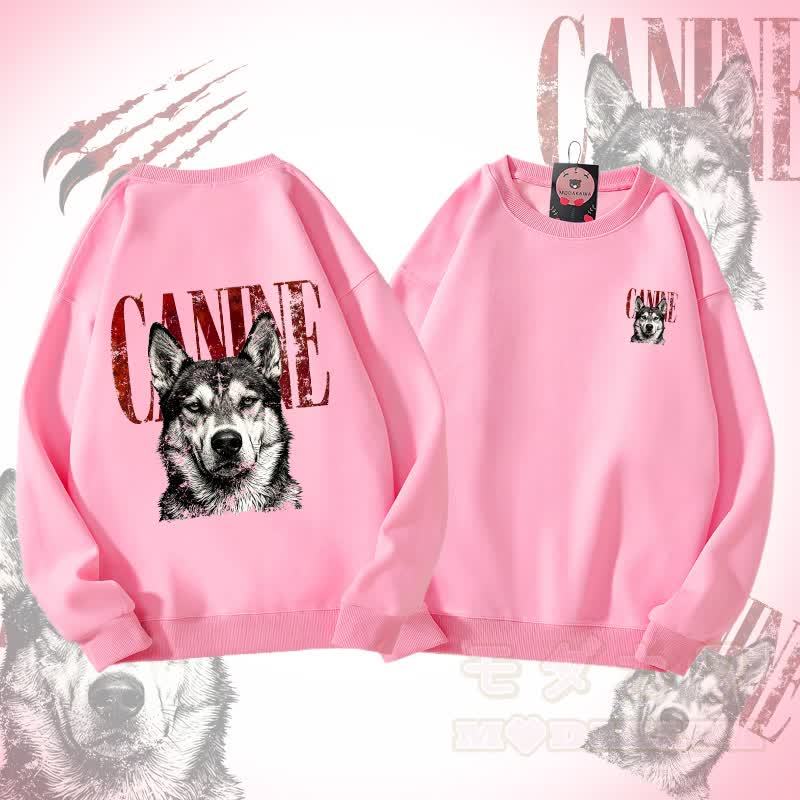 MODAKAWA CANINE 犬グラフィック ユニセックス スウェットシャツ - ピンク - 5XL - image 3