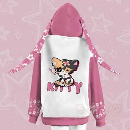 MODAKAWA サッドキティ グラフィック ジッパー ロング バニーイヤー パーカー - image 1