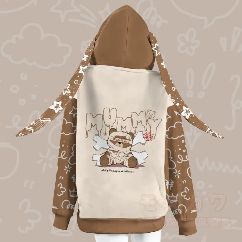 MODAKAWA マミーベア グラフィック ジッパー ロング バニーイヤー パーカー - image 1