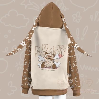 MODAKAWA マミーベア グラフィック ジッパー ロング バニーイヤー パーカー - image 1