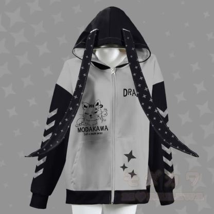 MODAKAWA DRAB イライラ猫グラフィックジッパーロングバニーイヤーパーカー - グレー - 4XL - image 2