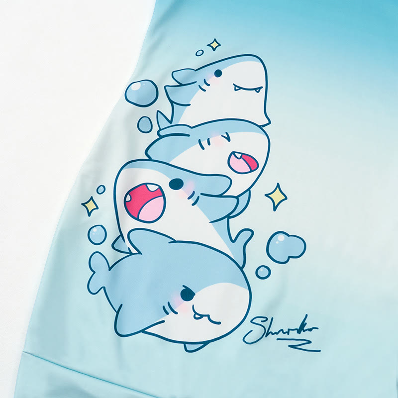 MODAKAWA グラデーションシャークフード付きスウェットシャツドレス（サイドポケット付き） - image 2