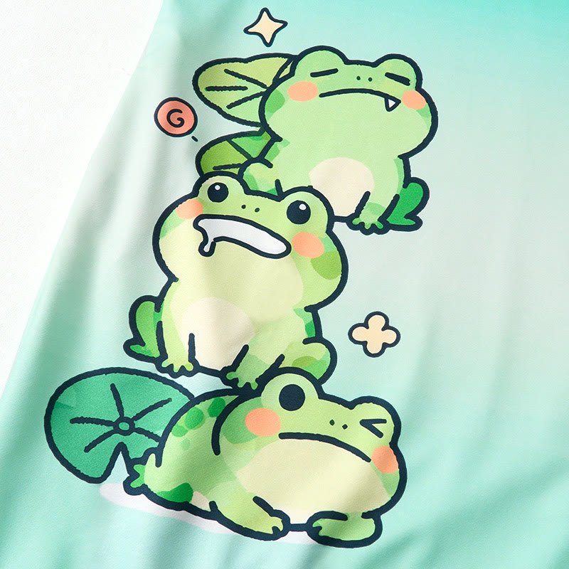 MODAKAWA グラデーション キュート カエル フード付き スウェットシャツ ドレス サイドポケット付き - image 2