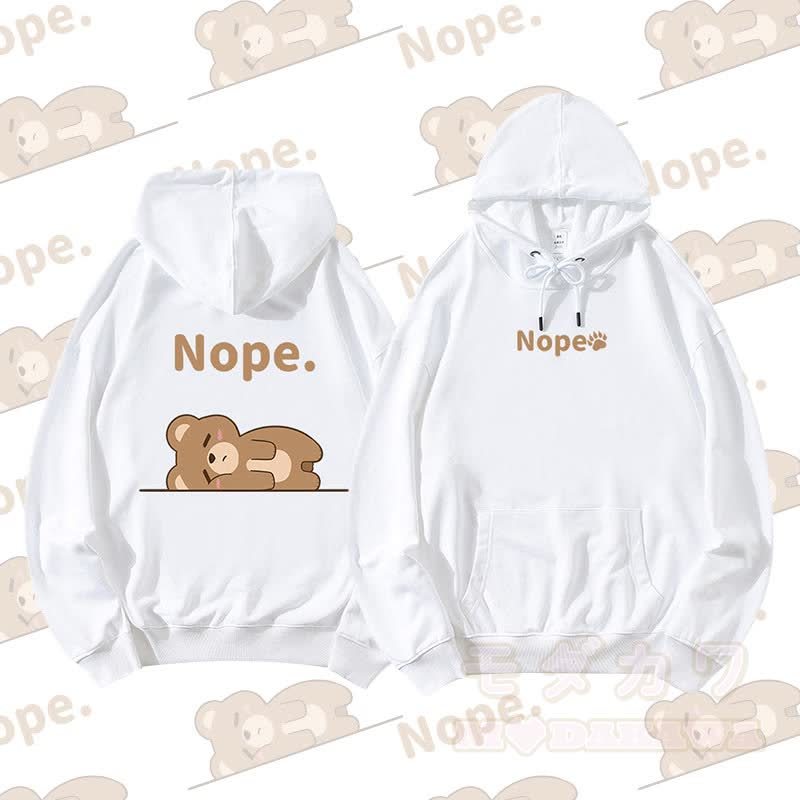 MODAKAWA ベア ライイング フラット グラフィック ストリートウェア プルオーバー パーカー - 白 - 5XL - image 6