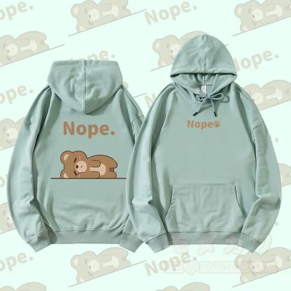 MODAKAWA ベア ライイング フラット グラフィック ストリートウェア プルオーバー パーカー - 緑 - 5XL - image 1