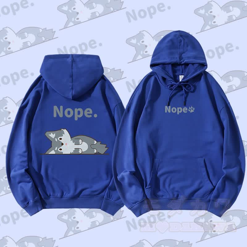 MODAKAWA ウルフ ライイング フラット グラフィック ストリートウェア プルオーバー パーカー - ロイヤルブルー - 5XL - image 1